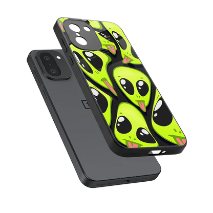 Trippy Aliens sleek oneplus 15r cover with tempered glass back and TPU edges