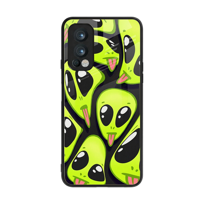 Trippy Aliens back phone cover | glass case for oneplus nord 2