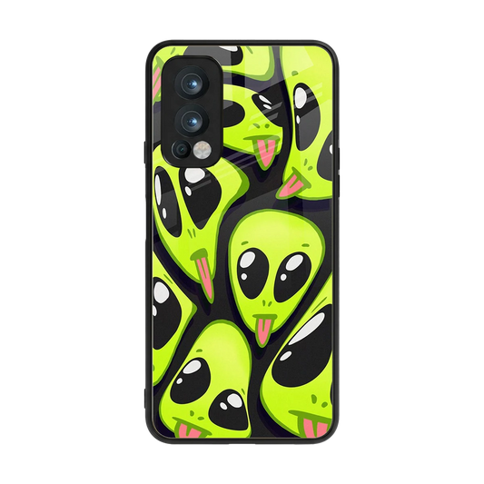 Trippy Aliens back phone cover | glass case for oneplus nord 2
