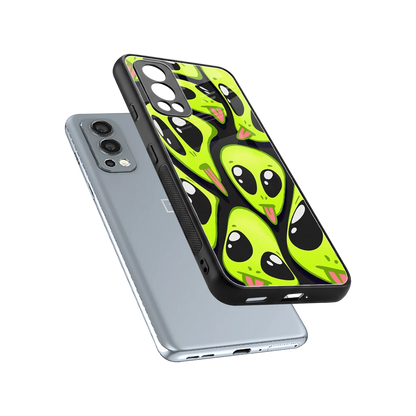 Trippy Aliens sleek oneplus nord 2 cover with tempered glass back and TPU edges