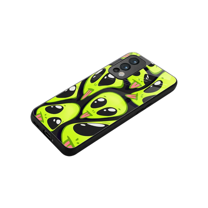 Trippy Aliens stylish phone case for oneplus nord 2 | glossy glass and slim fit