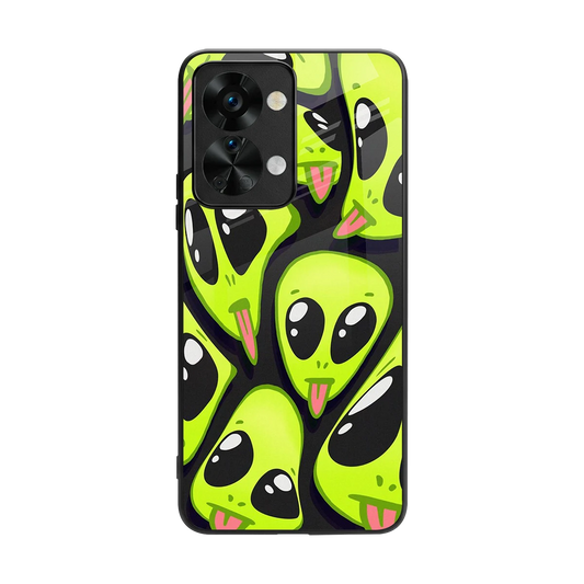 Trippy Aliens back phone cover | glass case for oneplus nord 2t
