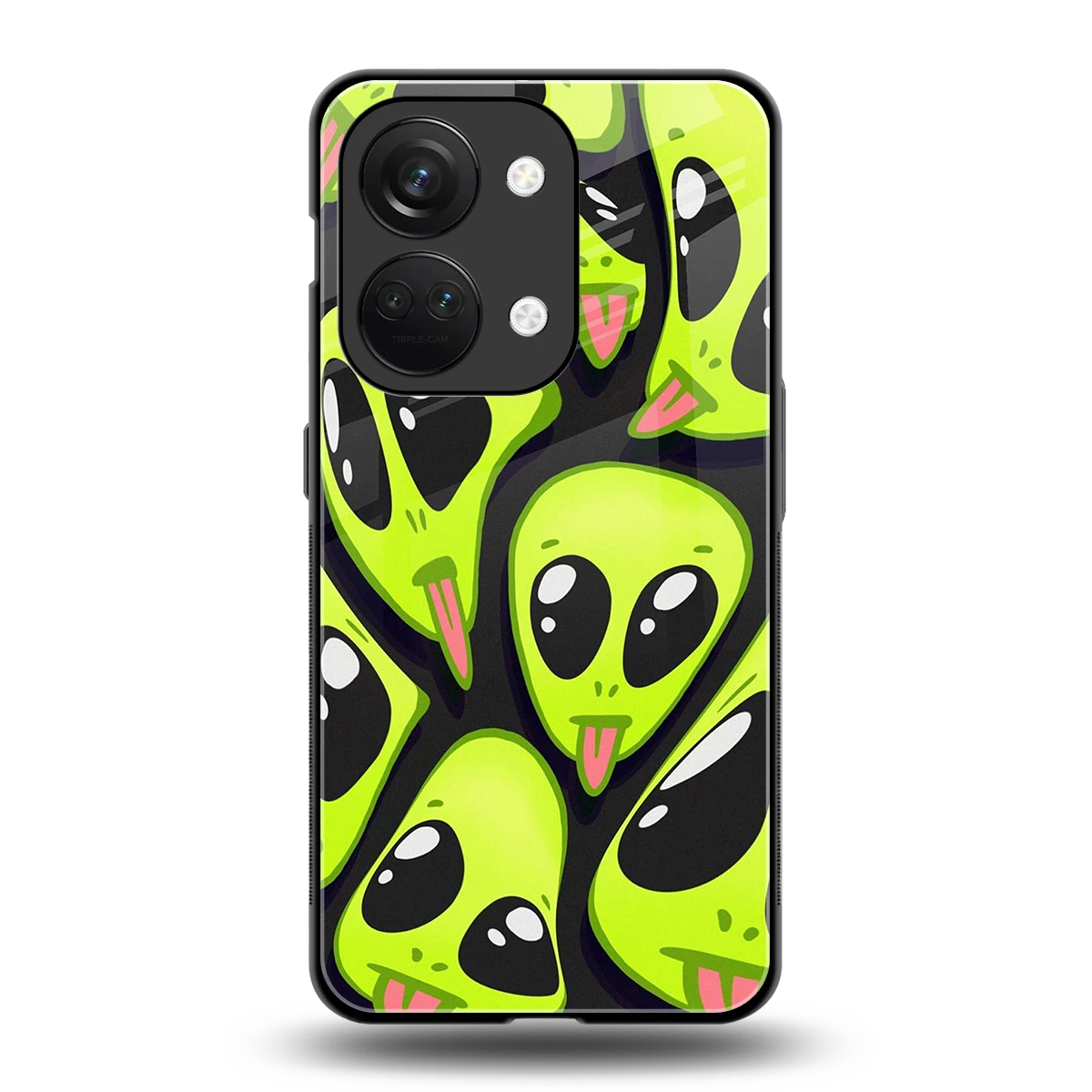 Trippy Aliens back phone cover | glass case for oneplus nord 3