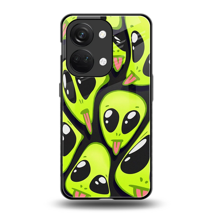 Trippy Aliens back phone cover | glass case for oneplus nord 3