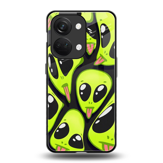 Trippy Aliens back phone cover | glass case for oneplus nord 3