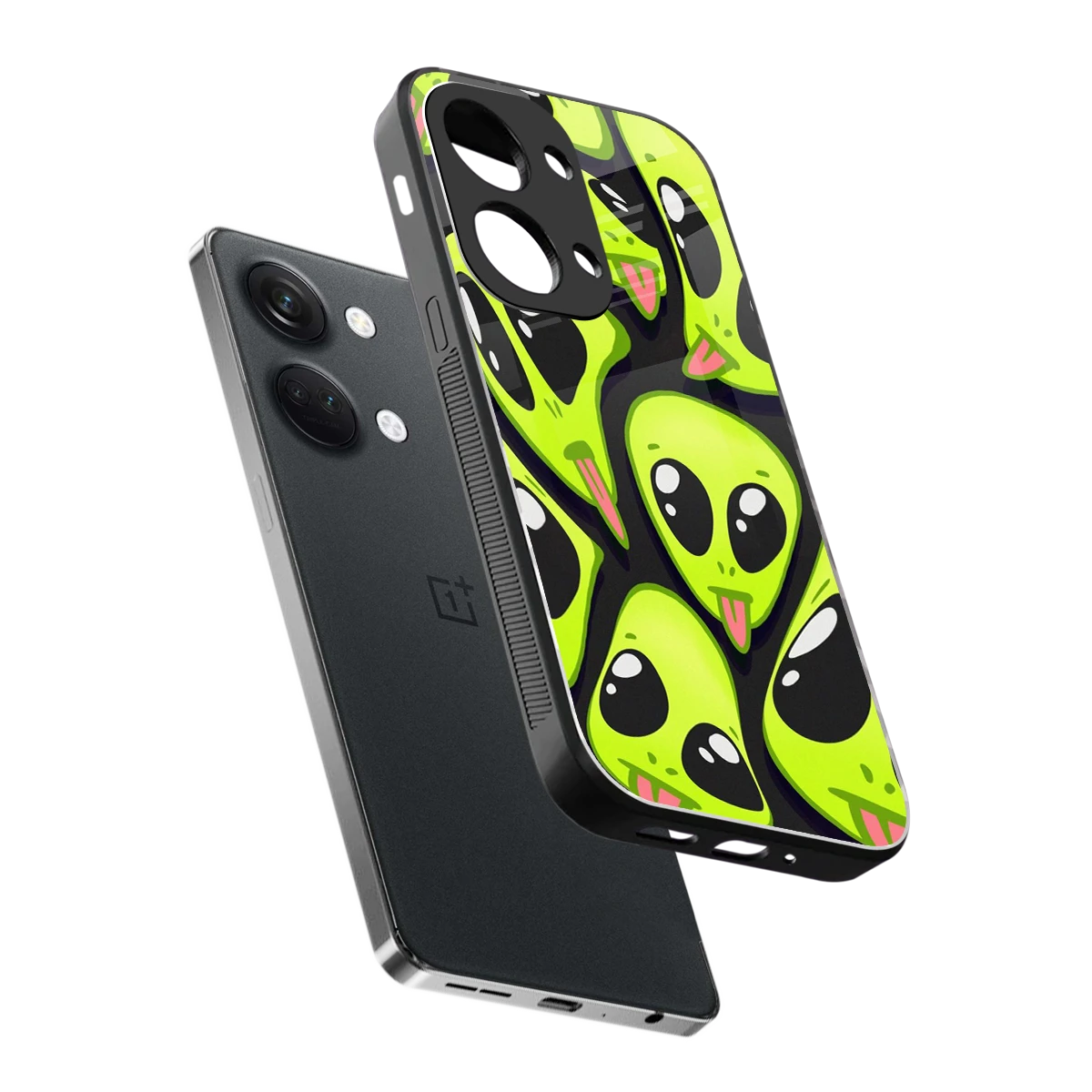 Trippy Aliens sleek oneplus nord 3 cover with tempered glass back and TPU edges