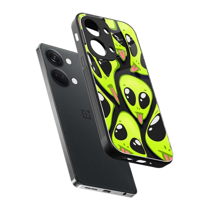 Trippy Aliens sleek oneplus nord 3 cover with tempered glass back and TPU edges