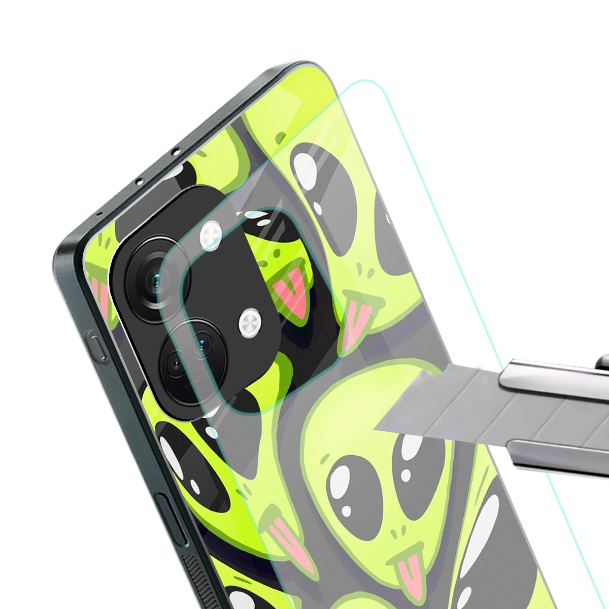 Trippy Aliens stylish phone case for oneplus nord 3 | glossy glass and slim fit