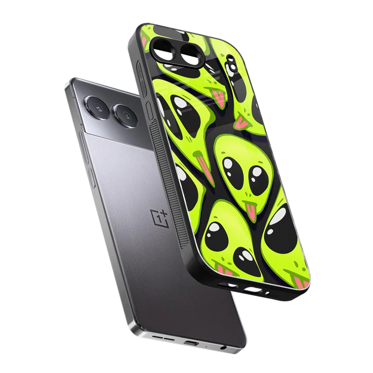 Trippy Aliens sleek oneplus nord 4 cover with tempered glass back and TPU edges