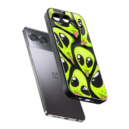 Trippy Aliens sleek oneplus nord 4 cover with tempered glass back and TPU edges