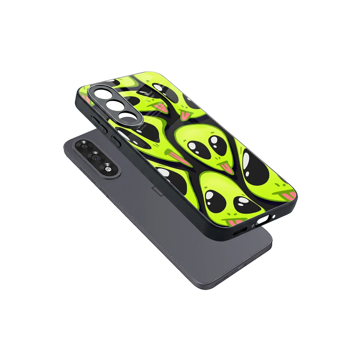 Trippy Aliens sleek oneplus nord 5 cover with tempered glass back and TPU edges