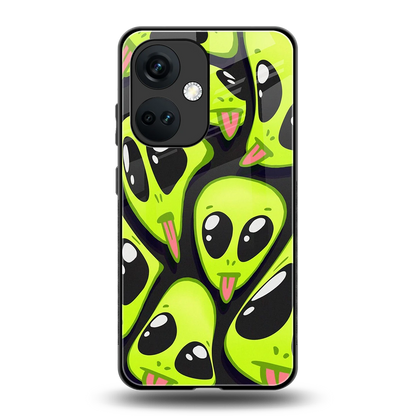 Trippy Aliens back phone cover | glass case for oneplus nord ce 3