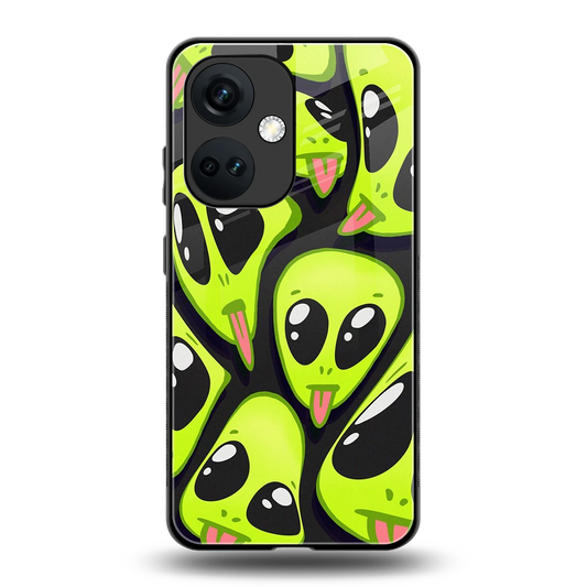 Trippy Aliens back phone cover | glass case for oneplus nord ce 3