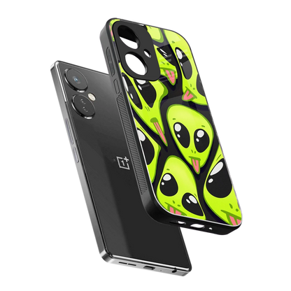 Trippy Aliens sleek oneplus nord ce 3 cover with tempered glass back and TPU edges