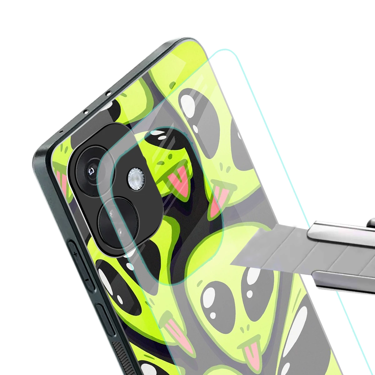 Trippy Aliens stylish phone case for oneplus nord ce 3 | glossy glass and slim fit