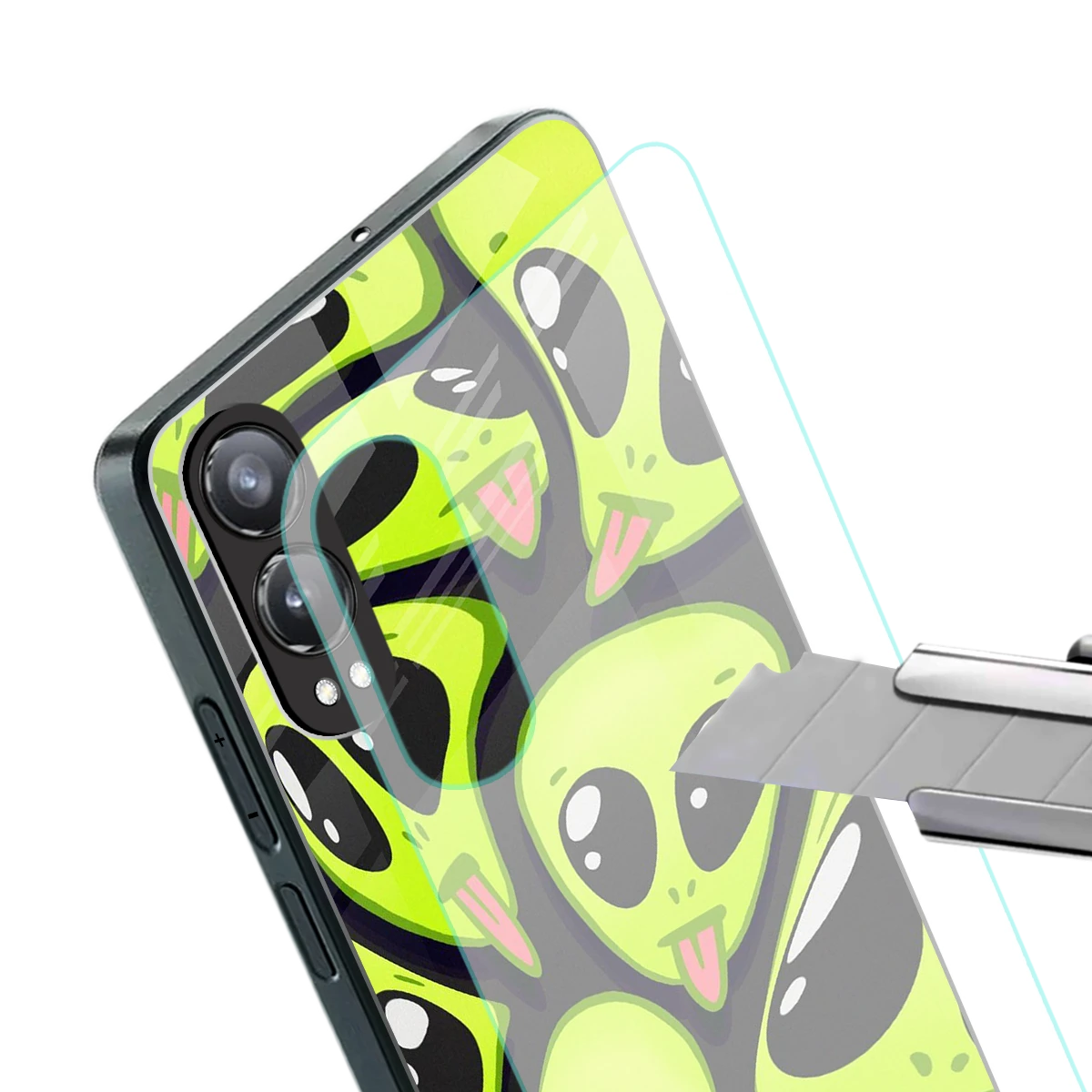 Trippy Aliens stylish phone case for oneplus nord ce 4 lite | glossy glass and slim fit