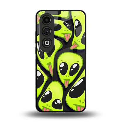 Trippy Aliens back phone cover | glass case for oneplus nord ce 4