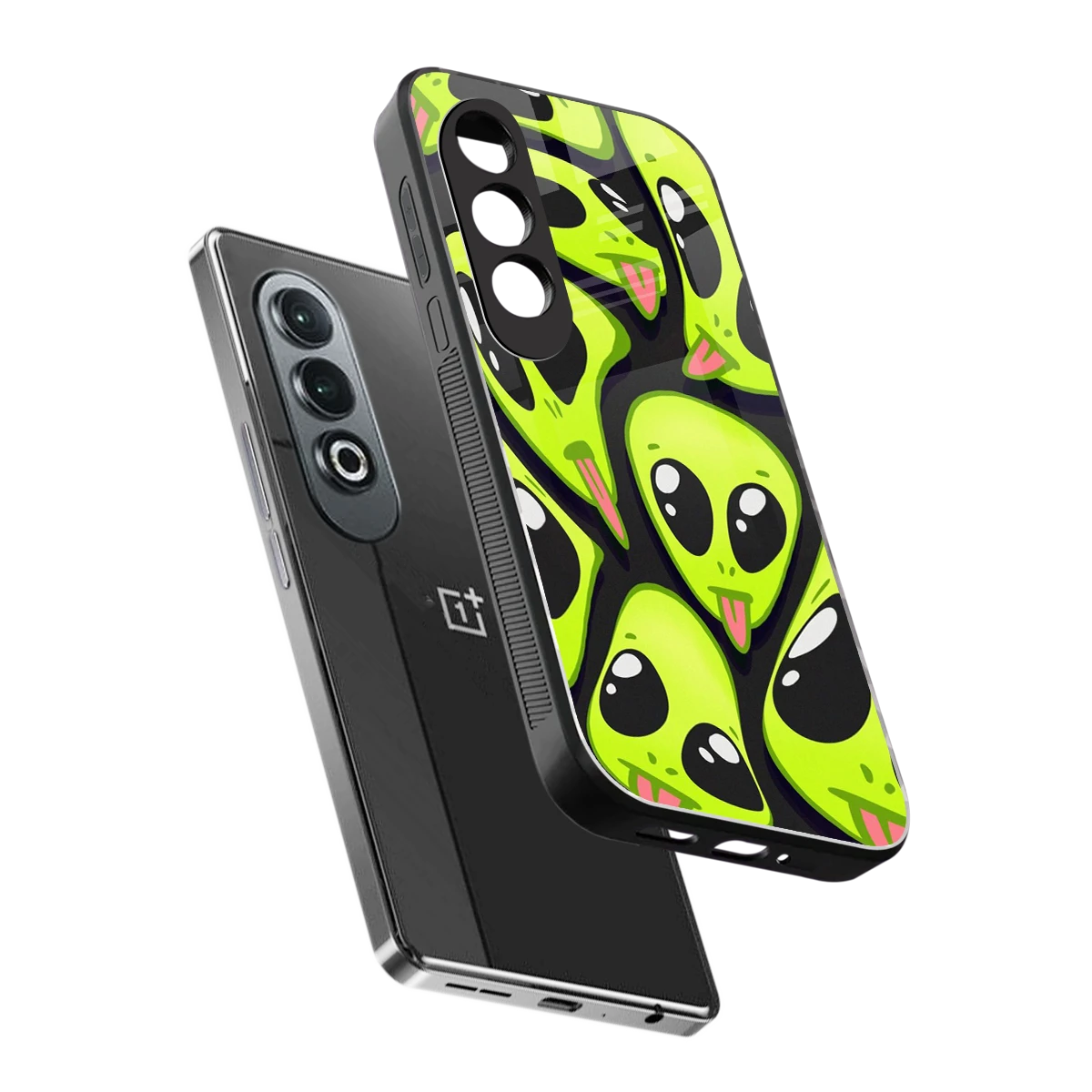 Trippy Aliens sleek oneplus nord ce 4 cover with tempered glass back and TPU edges