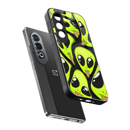 Trippy Aliens sleek oneplus nord ce 4 cover with tempered glass back and TPU edges