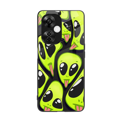 Trippy Aliens back phone cover | glass case for oneplus nord ce 3 lite