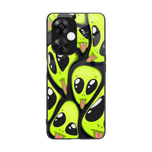 Trippy Aliens back phone cover | glass case for oneplus nord ce 3 lite