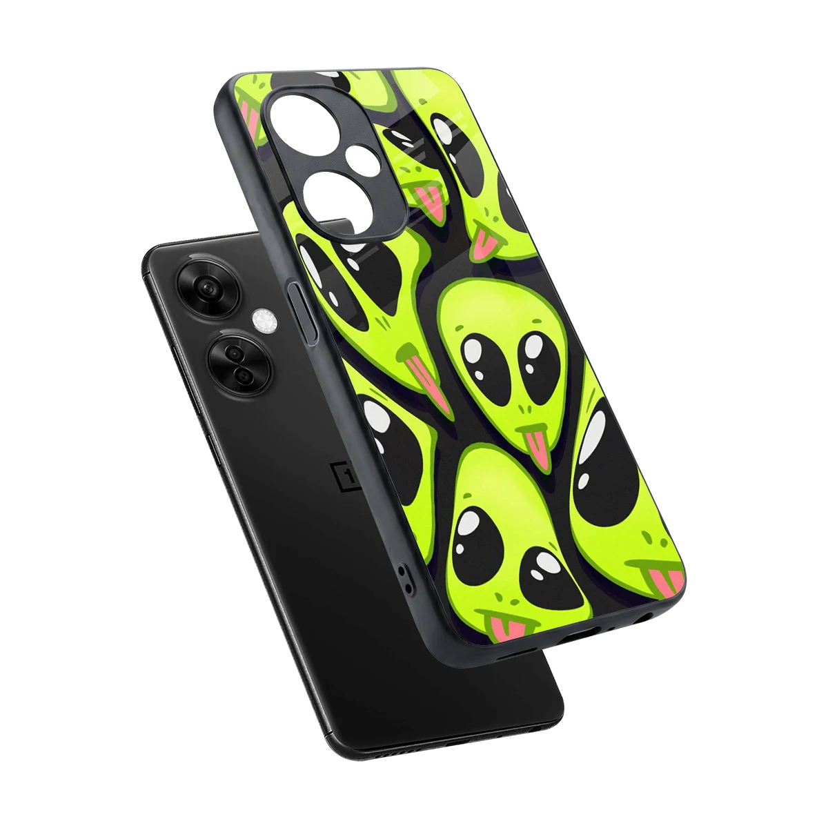 Trippy Aliens sleek oneplus nord ce 3 lite cover with tempered glass back and TPU edges