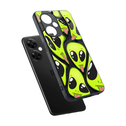 Trippy Aliens sleek oneplus nord ce 3 lite cover with tempered glass back and TPU edges