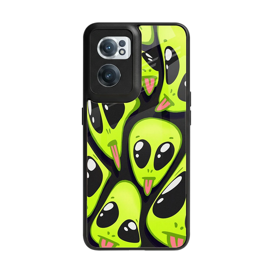 Trippy Aliens back phone cover | glass case for oneplus nord ce 2
