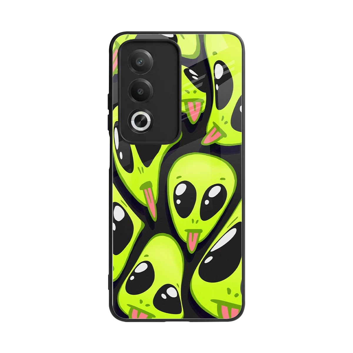 Trippy Aliens back phone cover | glass case for oppo a3 pro