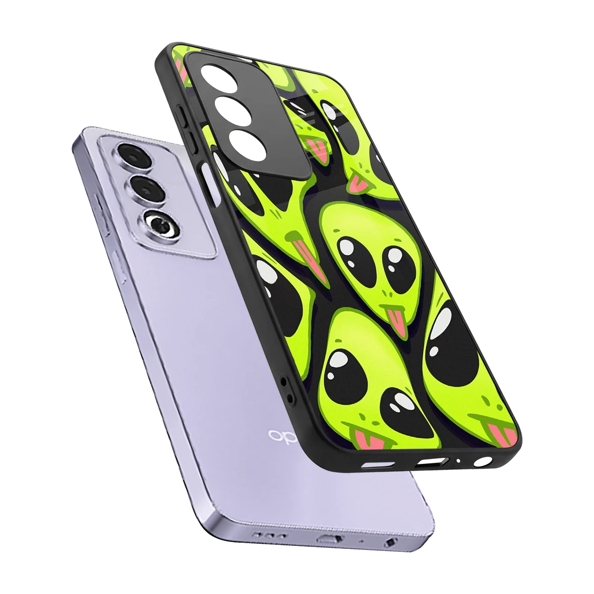 Trippy Aliens sleek oppo a3 pro cover with tempered glass back and TPU edges