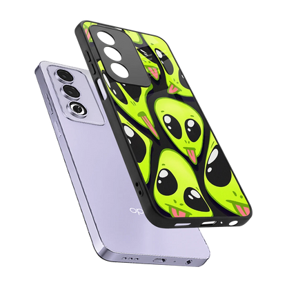 Trippy Aliens sleek oppo a3 pro cover with tempered glass back and TPU edges