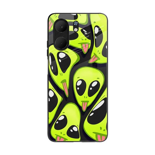 Trippy Aliens back phone cover | glass case for oppo a5x 5g