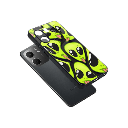 Trippy Aliens sleek oppo a5x 5g cover with tempered glass back and TPU edges