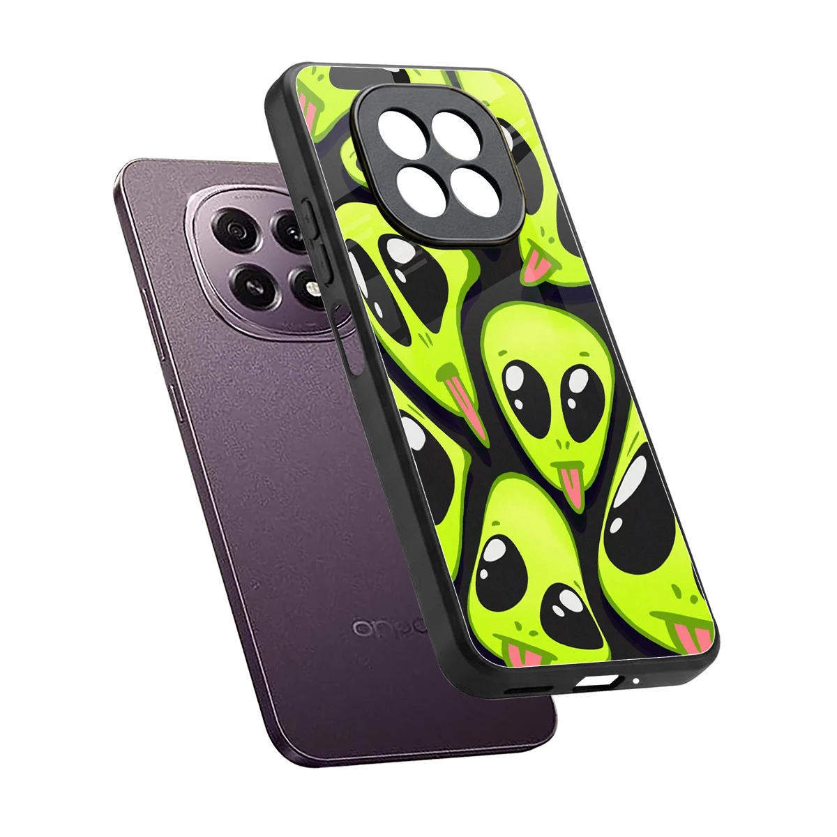 Trippy Aliens sleek oppo f29 5g cover with tempered glass back and TPU edges