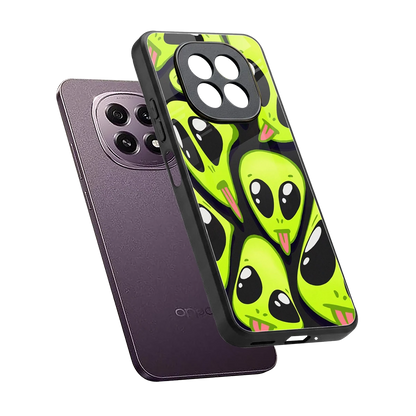 Trippy Aliens sleek oppo f29 5g cover with tempered glass back and TPU edges
