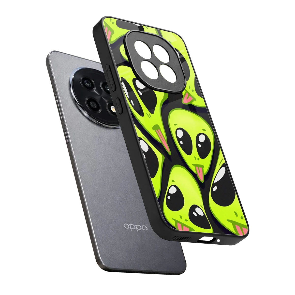 Trippy Aliens sleek oppo f29 pro 5g cover with tempered glass back and TPU edges