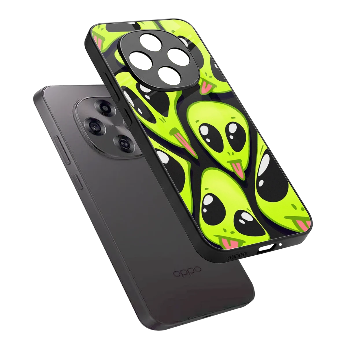Trippy Aliens sleek oppo f31 pro 5g cover with tempered glass back and TPU edges