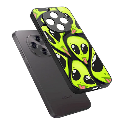 Trippy Aliens sleek oppo f31 pro 5g cover with tempered glass back and TPU edges