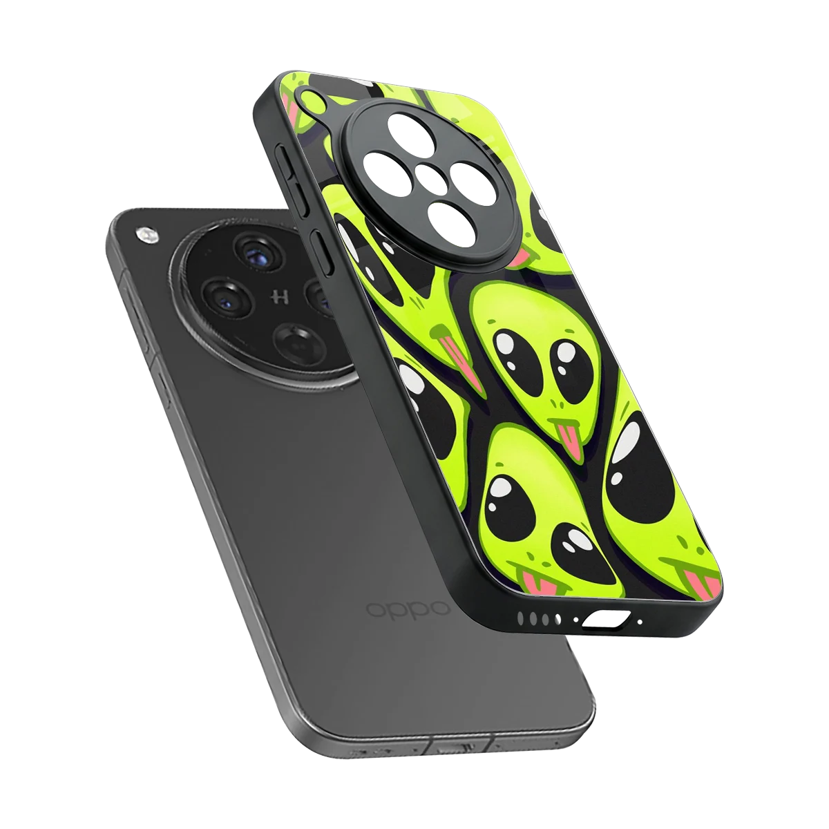 Trippy Aliens sleek oppo find x8 cover with tempered glass back and TPU edges