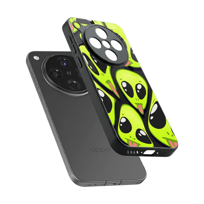 Trippy Aliens sleek oppo find x8 cover with tempered glass back and TPU edges
