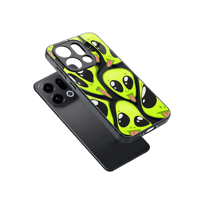 Trippy Aliens sleek oppo find x9 cover with tempered glass back and TPU edges