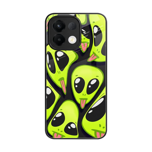 Trippy Aliens back phone cover | glass case for oppo k13 5g