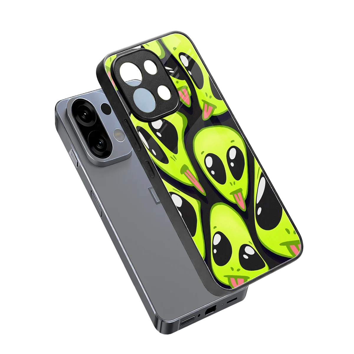 Trippy Aliens sleek oppo k13 5g cover with tempered glass back and TPU edges