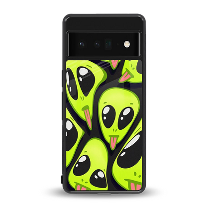 Trippy Aliens back phone cover | glass case for google pixel 6 pro
