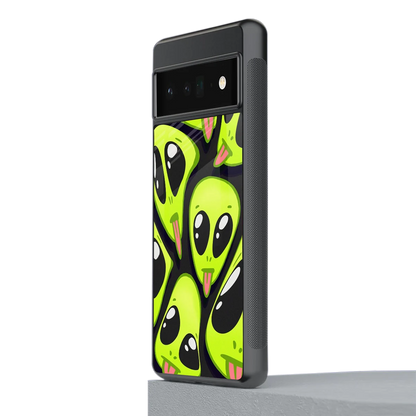 Trippy Aliens stylish phone case for google pixel 6 pro | glossy glass and slim fit