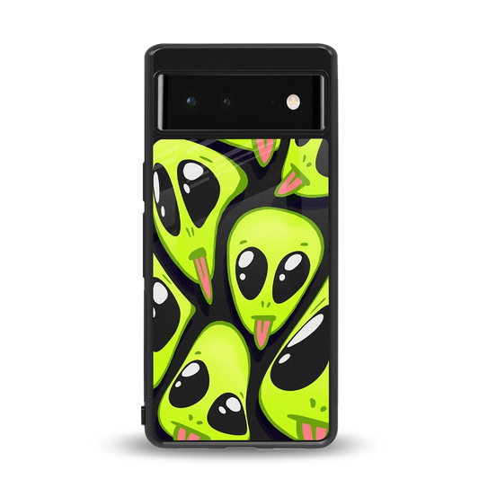 Trippy Aliens back phone cover | glass case for google pixel 6