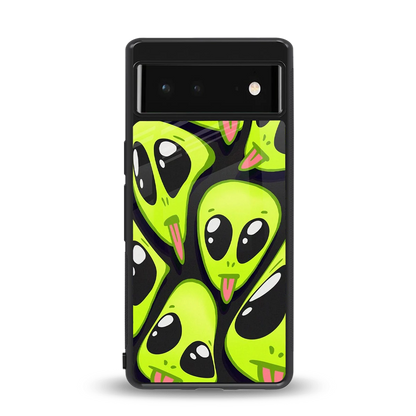 Trippy Aliens back phone cover | glass case for google pixel 6a