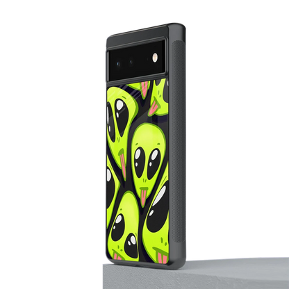 Trippy Aliens stylish phone case for google pixel 6a | glossy glass and slim fit