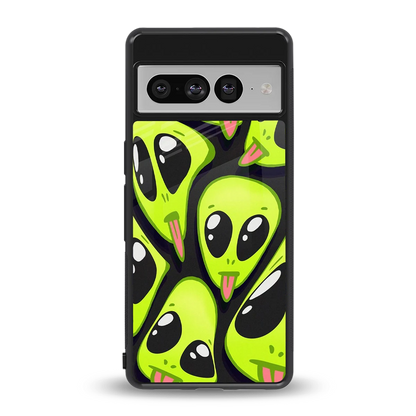 Trippy Aliens back phone cover | glass case for google pixel 7 pro