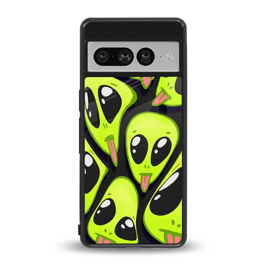 Trippy Aliens back phone cover | glass case for google pixel 7 pro